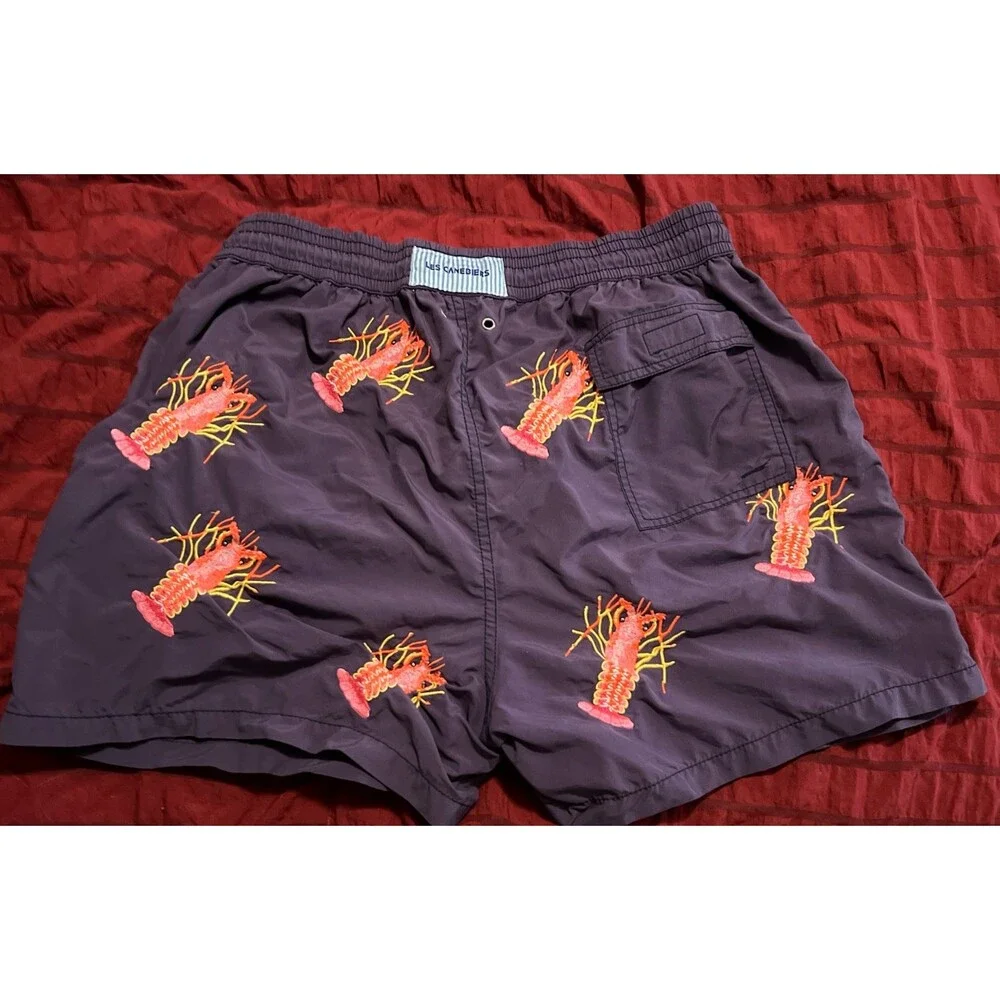 Les Canebiers Swim Shorts Mens 3XL Purple Embroidered Lobsters